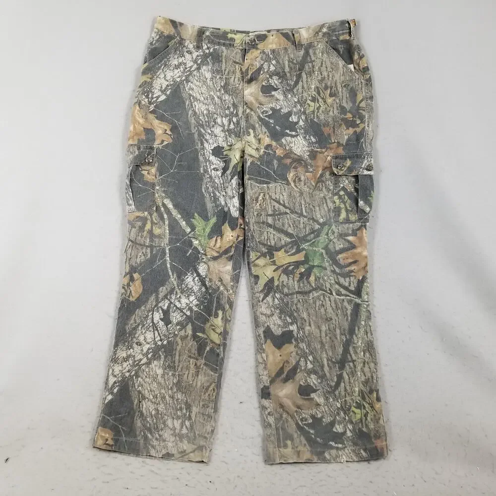 Mossy Oak Cargo Pants Mens 2XL 42x32‎ Brown Camouflage Adjustable Waist Hunting